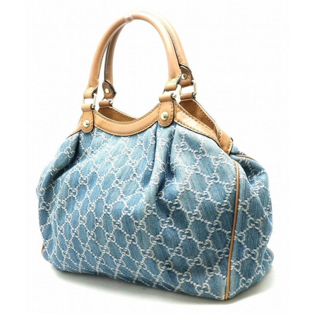 Gucci Denim Sookie Handbag Blue Denim GG